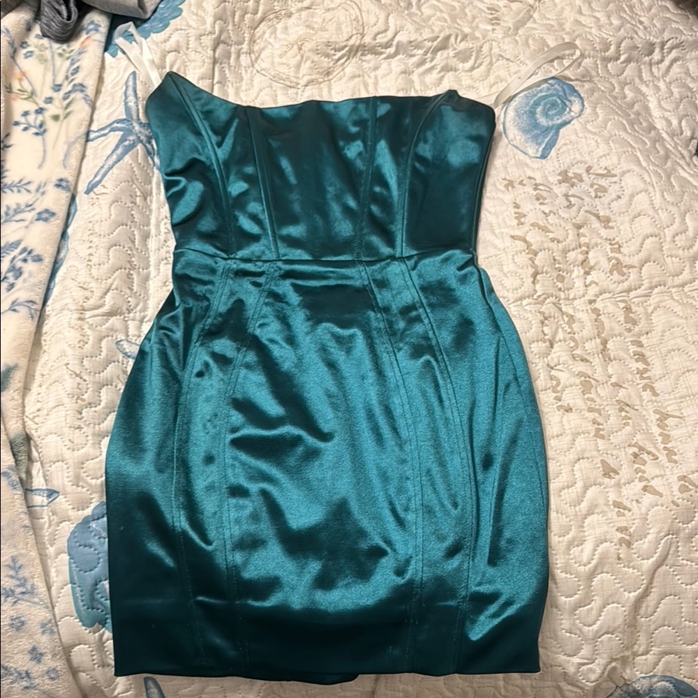 Elegant Teal Satin Dress